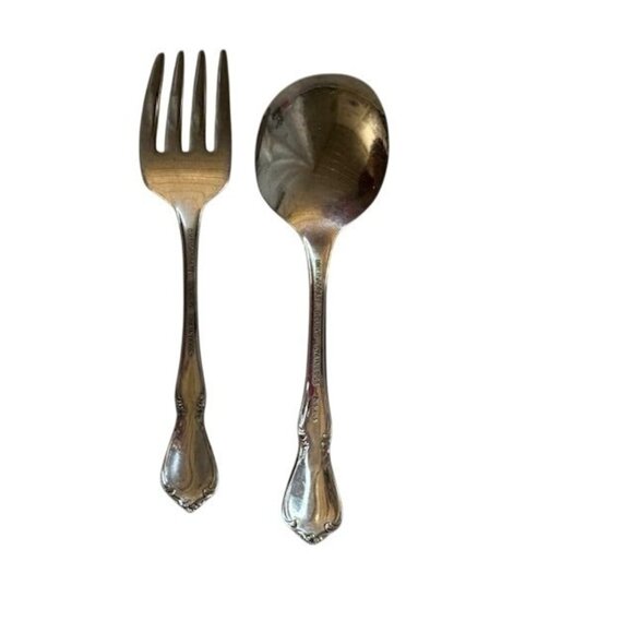 OneidaCraft Deluxe Stainless Serving Fork & Spoon Set - Picture 6 of 6
